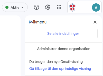 Viser kvikmenuen i Gmail