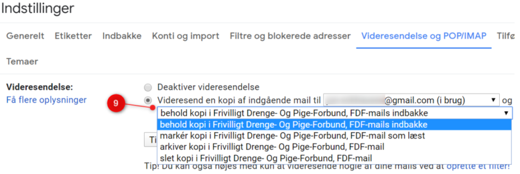 Indstillinger i Gmail